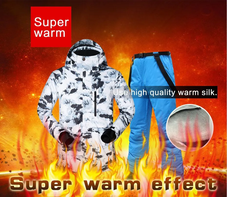 Ski Suit Men Winter -30℃ Warm Windproof