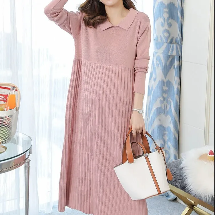 Thick Warm Knitted Maternity Long Dress