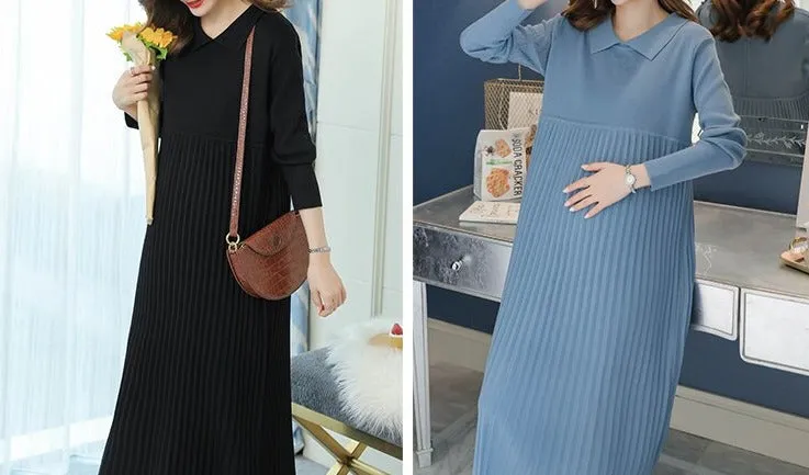 Thick Warm Knitted Maternity Long Dress