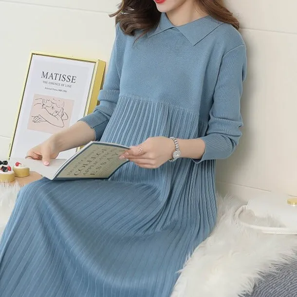 Thick Warm Knitted Maternity Long Dress