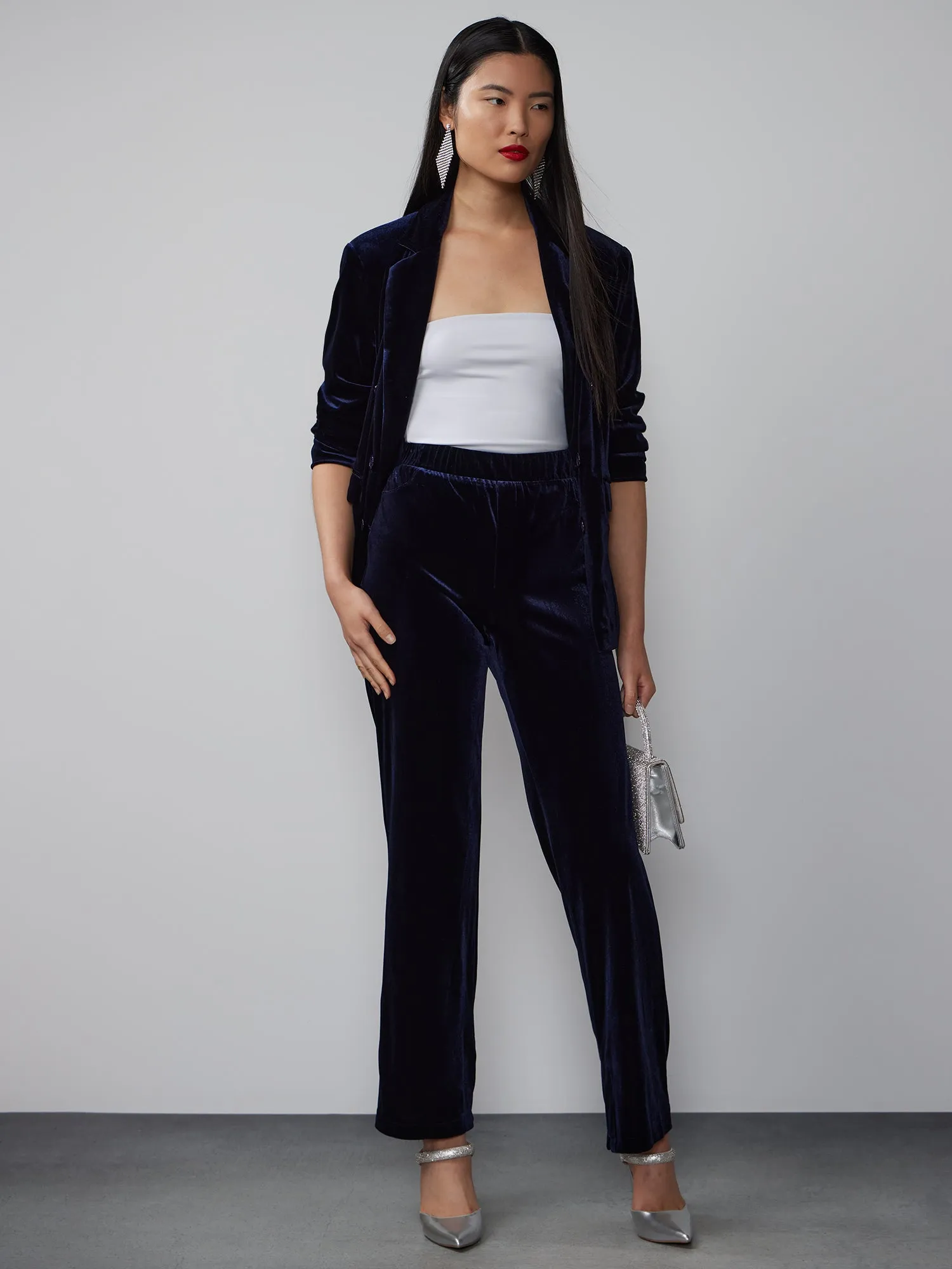 Velvet Mid Rise Side Slit Pant