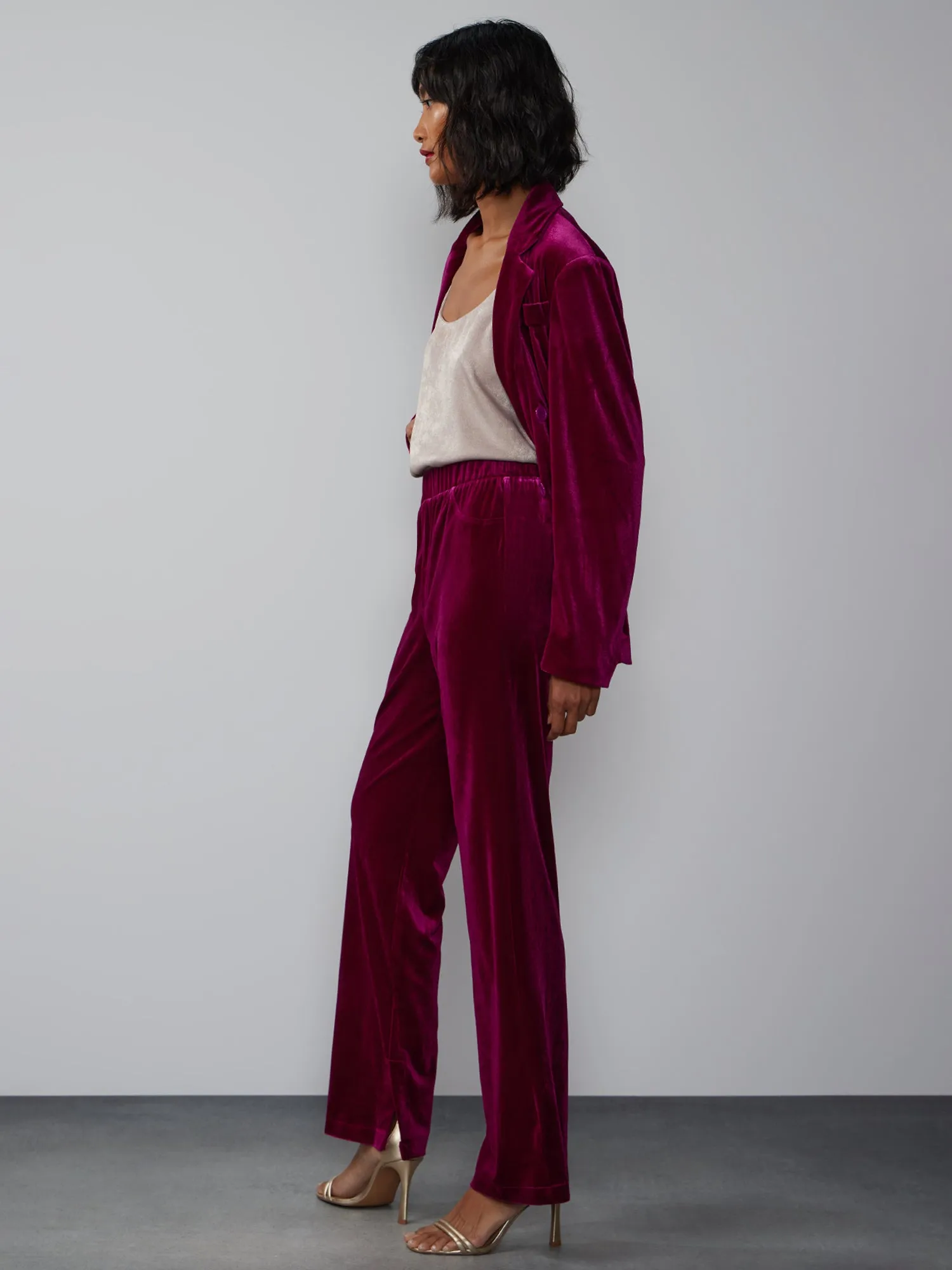 Velvet Mid Rise Side Slit Pant