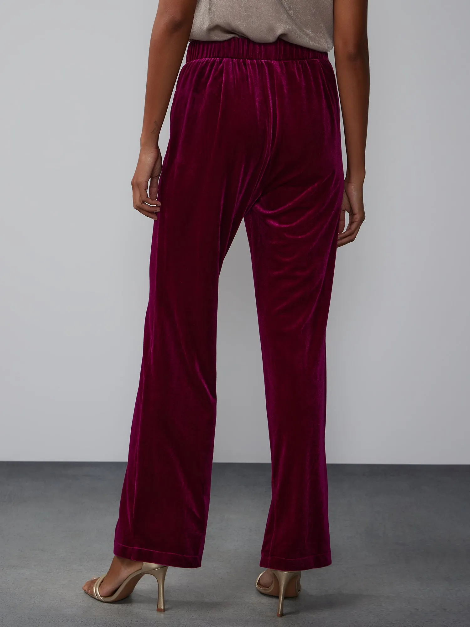 Velvet Mid Rise Side Slit Pant