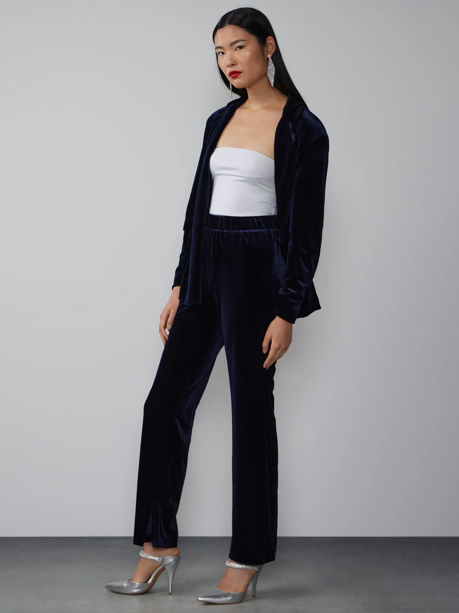 Velvet Mid Rise Side Slit Pant