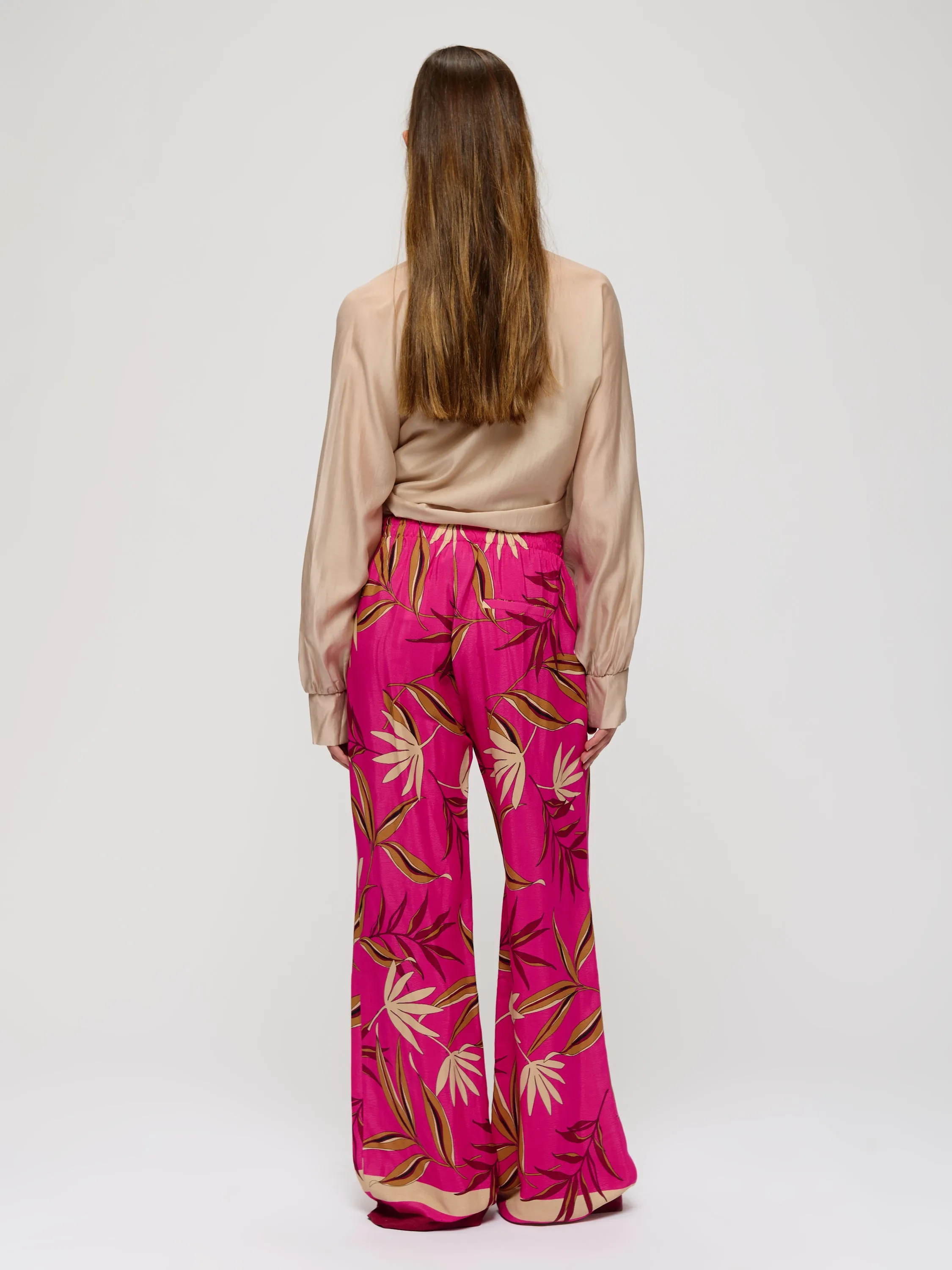 Wide Leg Leaf Print Pant