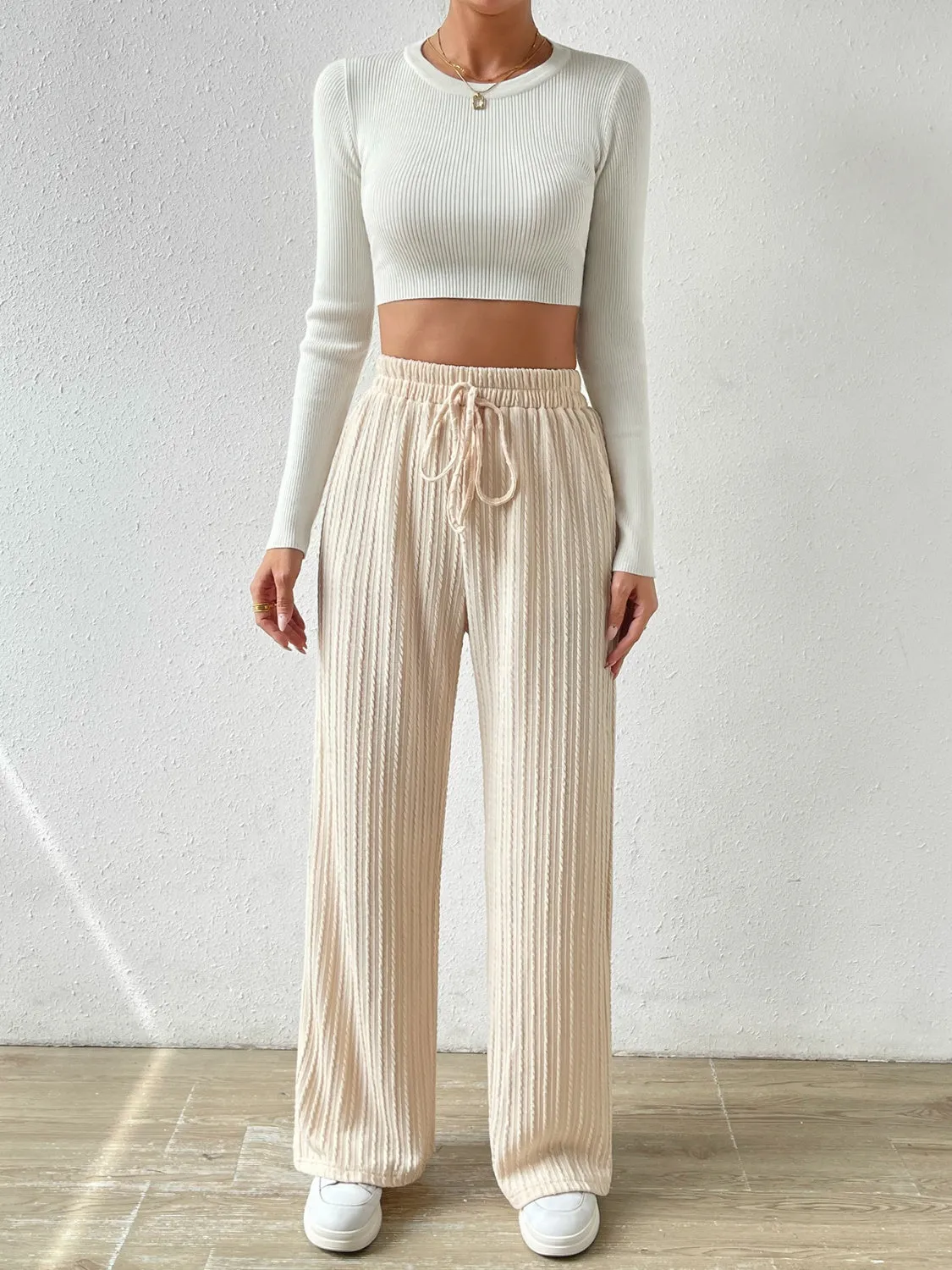 Women's Comfortable Drawstring Wide Leg Pants