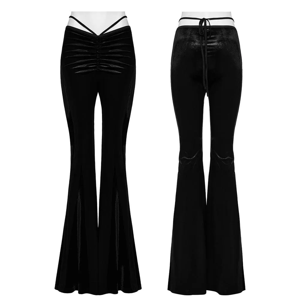 Women's Gothic Drawstring Velvet Flared Pants