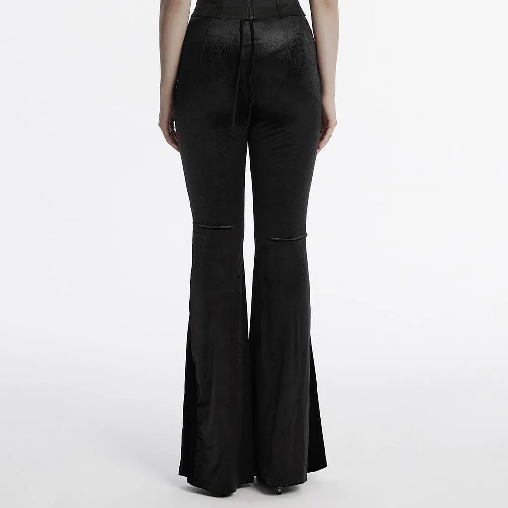 Women's Gothic Drawstring Velvet Flared Pants