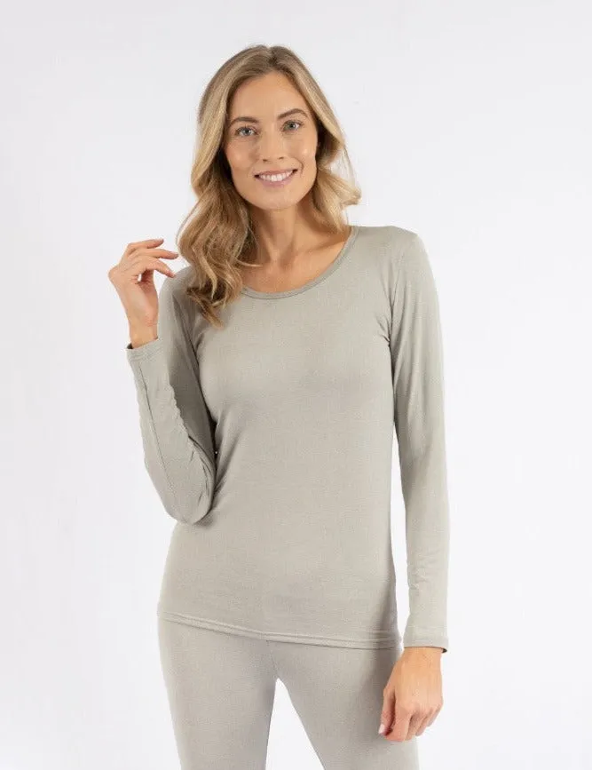 Women's Neutral Solid Color Thermal Pajamas