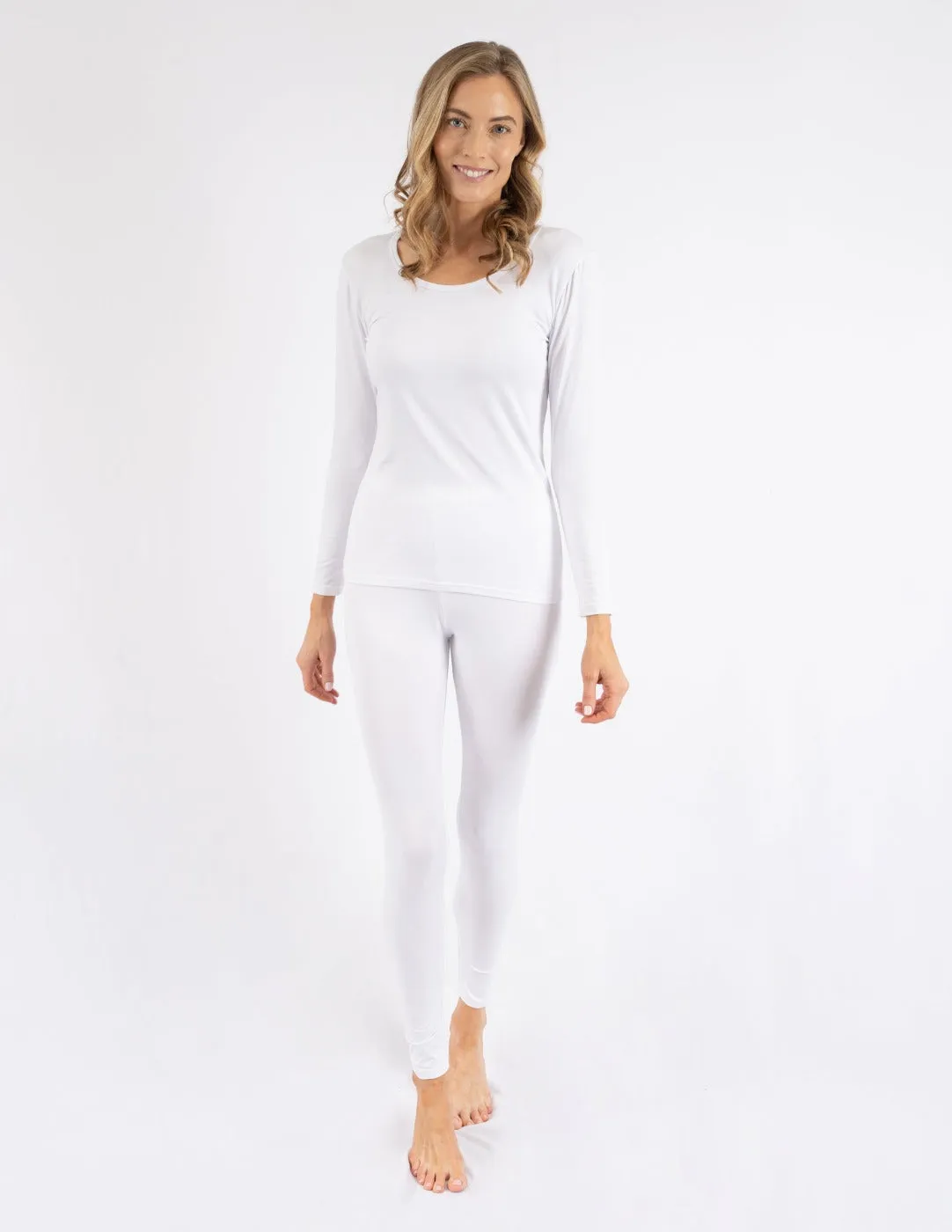 Women's Neutral Solid Color Thermal Pajamas