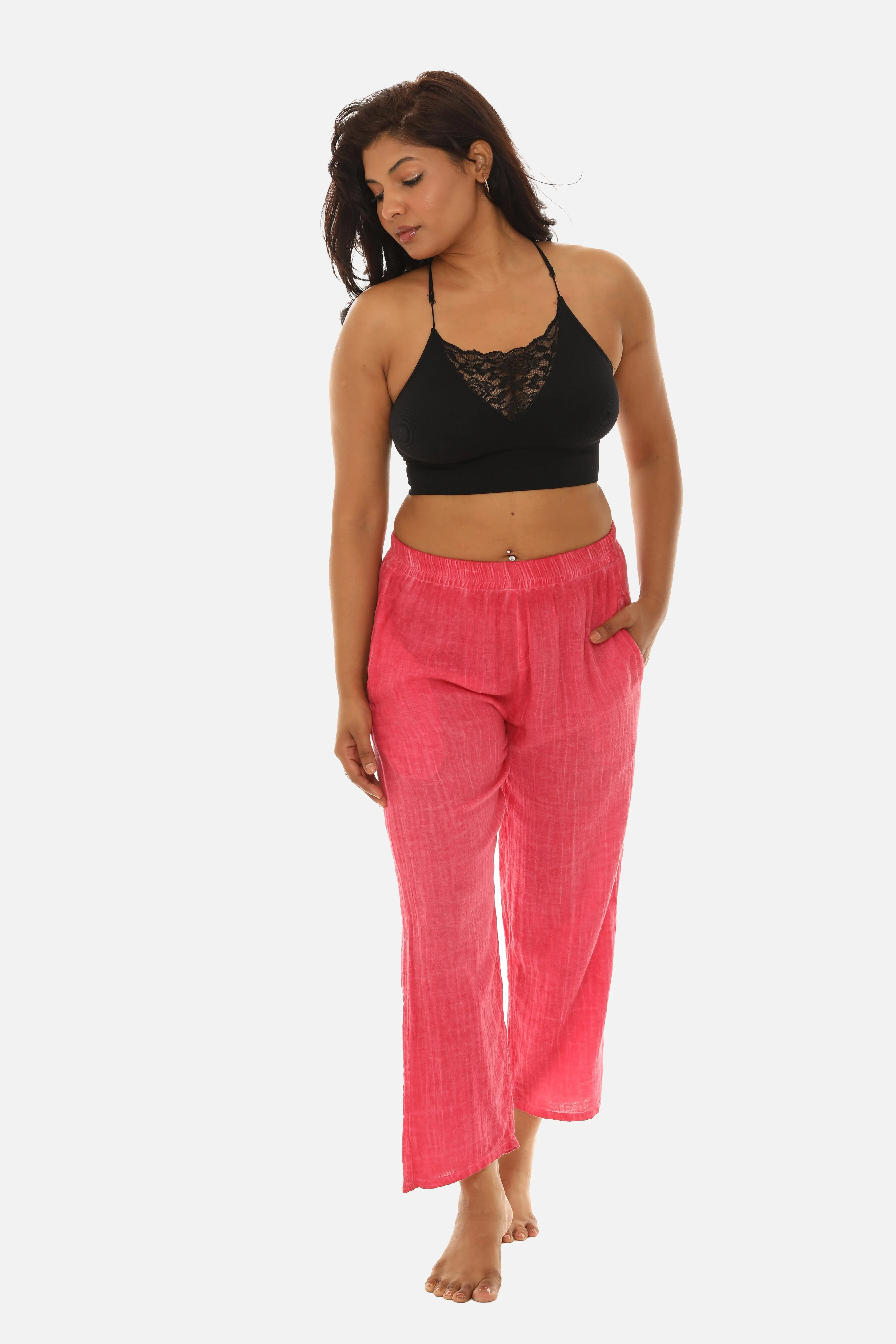 Women's Pigment Dyed Wide Leg Pants