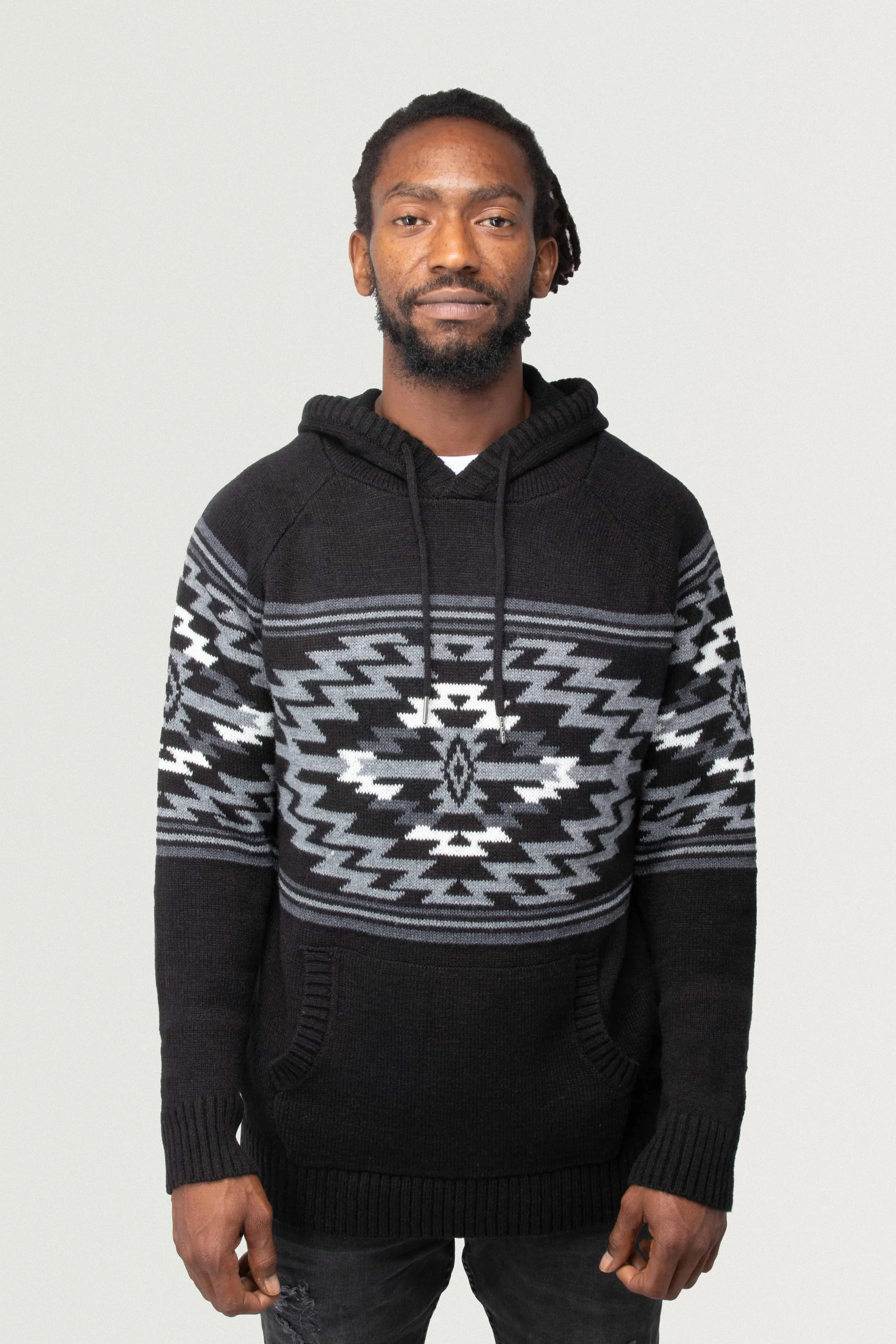 X RAY Men's Aztek Print Pullover Hoodie Sweater